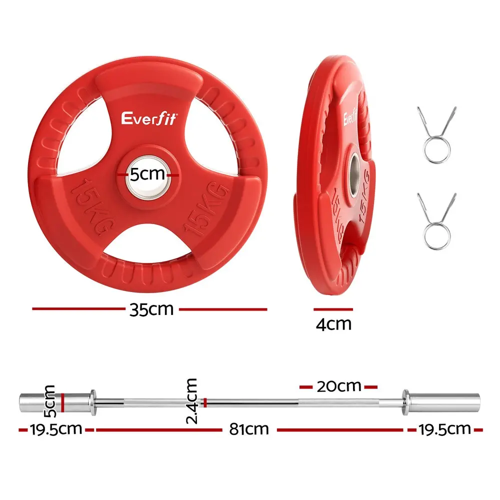 Everfit Barbells Set 36Kg 120Cm Dumbbell Barbell Plate Weight Lifting Home Gym Red Lifting 2