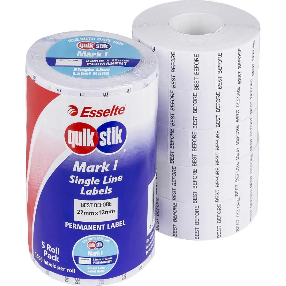 Quikstik Mark I Single Line Label Permanent 'Best Before' 22X12mm White Pack 5 1