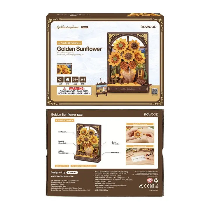 Robotime Diy Wood Bloom Craft Golden Sunflower 1