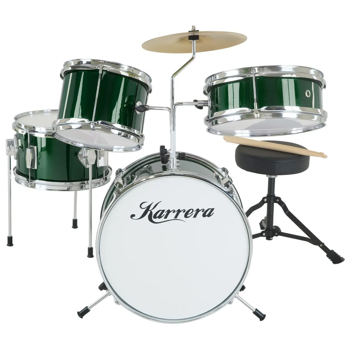 Karrera Childrens 4-Piece Drum Kit (Green) 1