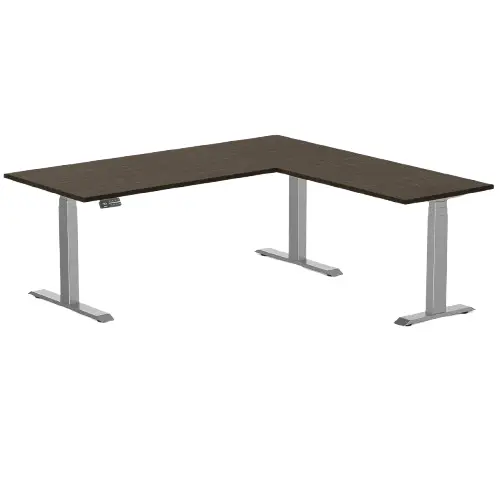 Desky Bamboo L-Shape Sit Stand Desk 180 X 175 Cm Dark Bamboo Top And Space Grey Leg 1