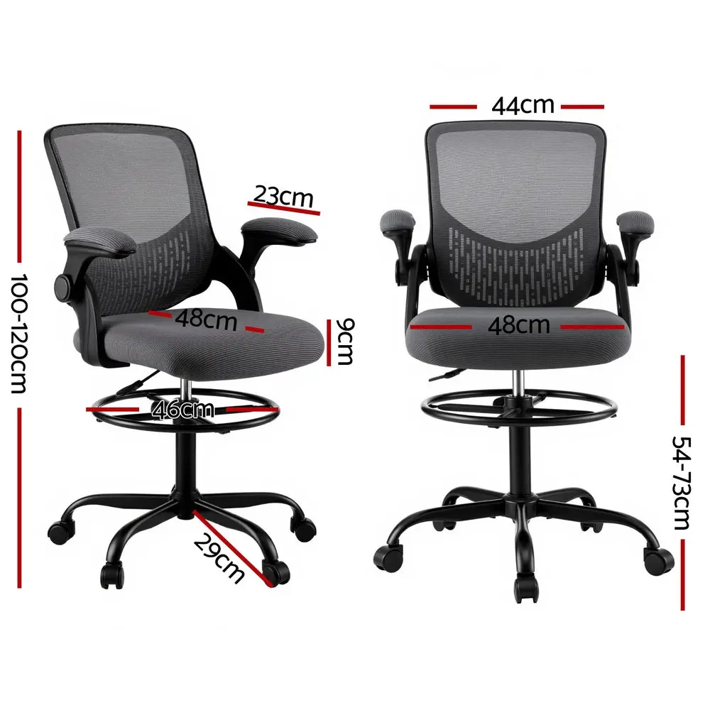 Artiss Office Chair Drafting Chairs Stool Computer Desk Studios Mesh (Grey) 2