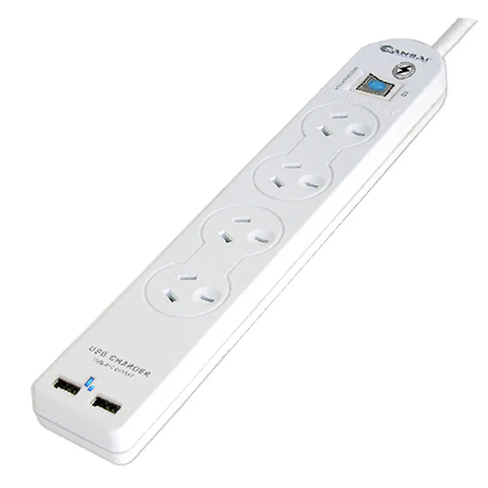 Sansai 4-Socket Powerboard With Usb-A (White) 1