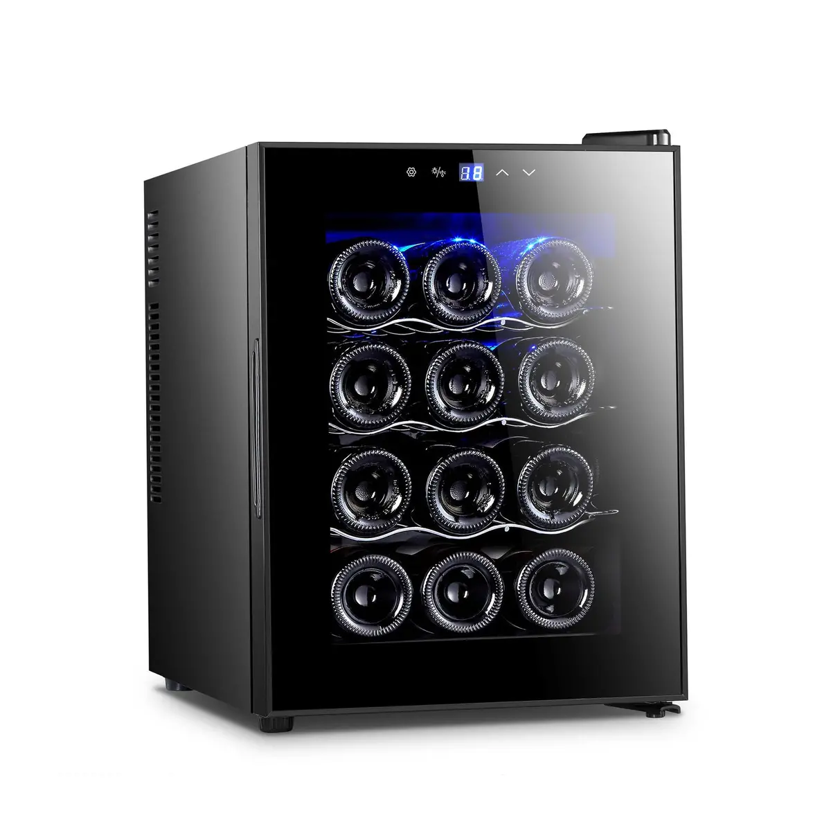 Lenoxx 12 Bottle Thermoelectric Wine Fridge, 65W, Uv Protected Glass Door, Soft Led Illumination 1