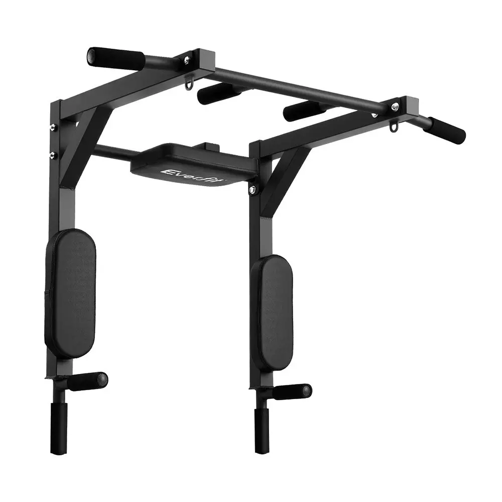 Everfit Pull Up Bar Dip Station Multi Gym 150Kg Home Power Station (Black/Red) 1
