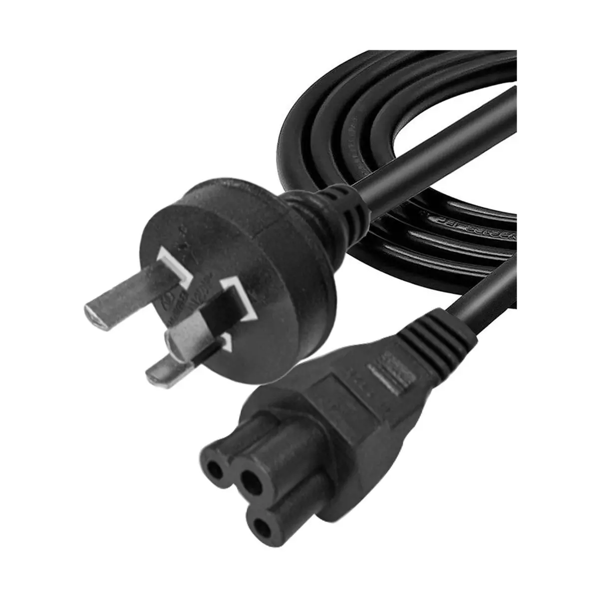 Booc Australian Standard 3-Pin Power Cord (Cloverleaf / Iec C5)- H03vv-F- 1M- Black 1