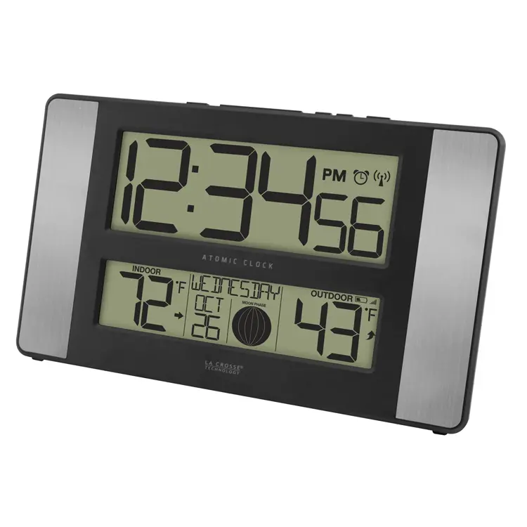 La Crosse Moon Phase Digital Wall Clock With Temperature 513-1417Al (Black) 1