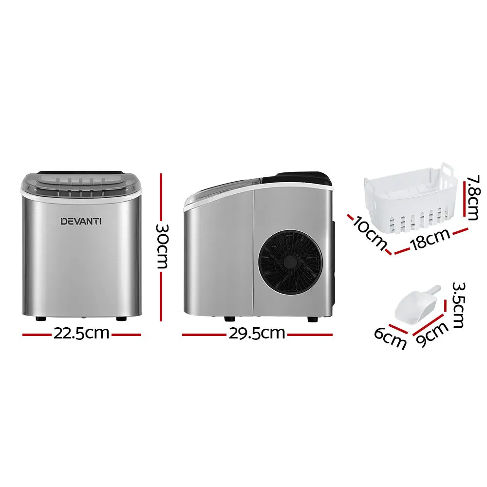 Devanti 12Kg Ice Maker Machine With Self-Cleaning (Silver) 2