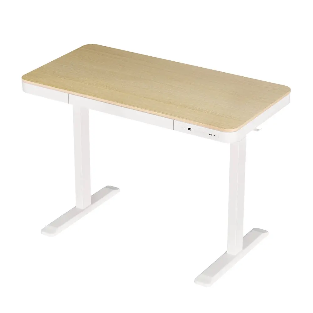 Artiss Standing Desk Motorised Electric Desks Drawer 120Cm Oak 1