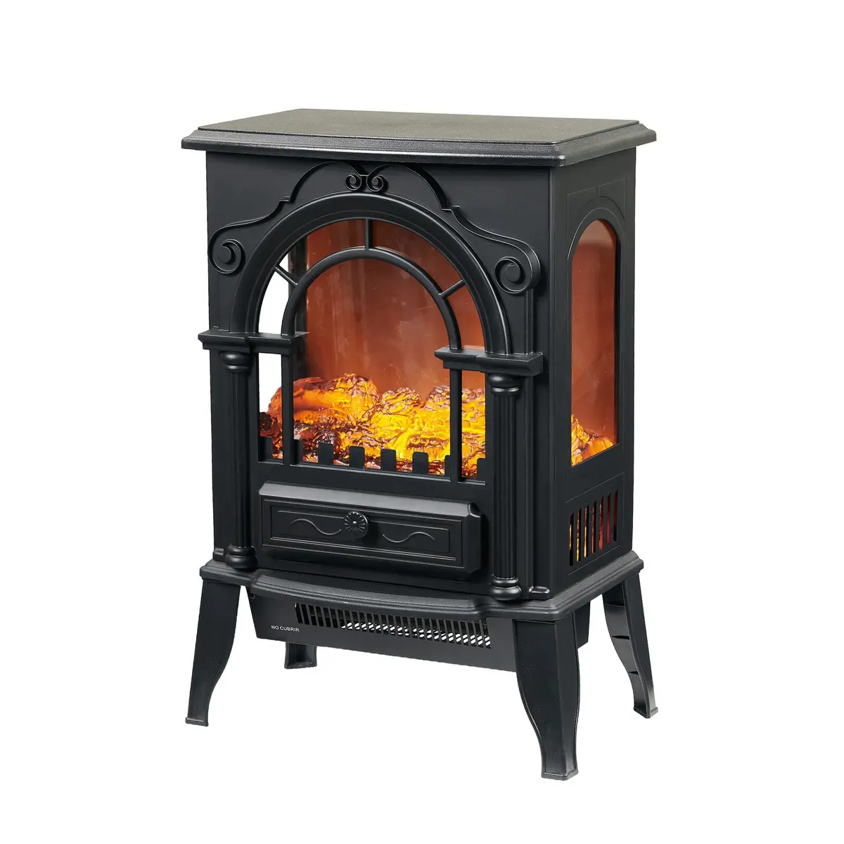 Lenoxx Electric 1000W To 2000W Freestanding Fireplace Heater With Panoramic 3 Sided Glass Design 1