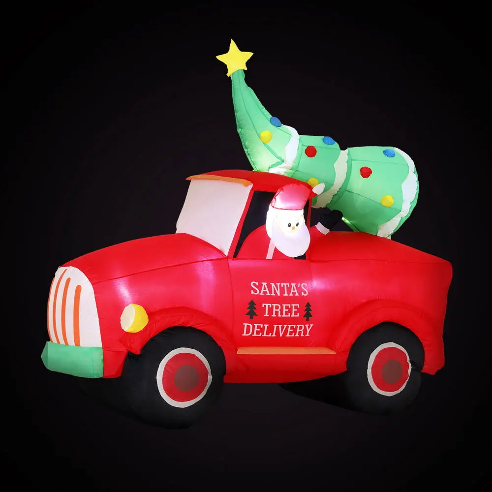 Jingle Jollys Christmas Inflatable Santa Truck 1.6M Height Led Decorations Illuminated 2