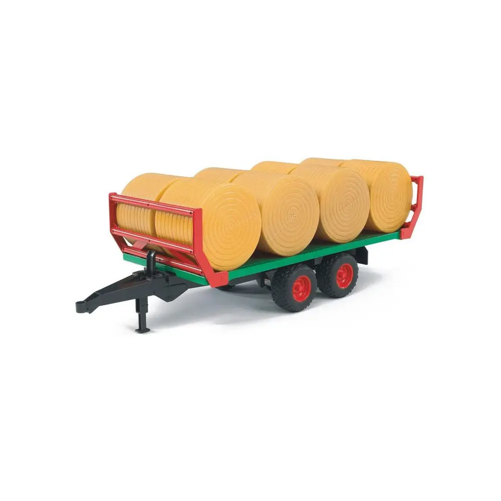 Bruder Licensed 1:16 Scale Bale Transport Trailer With 8 Round Bales Model Toy 1