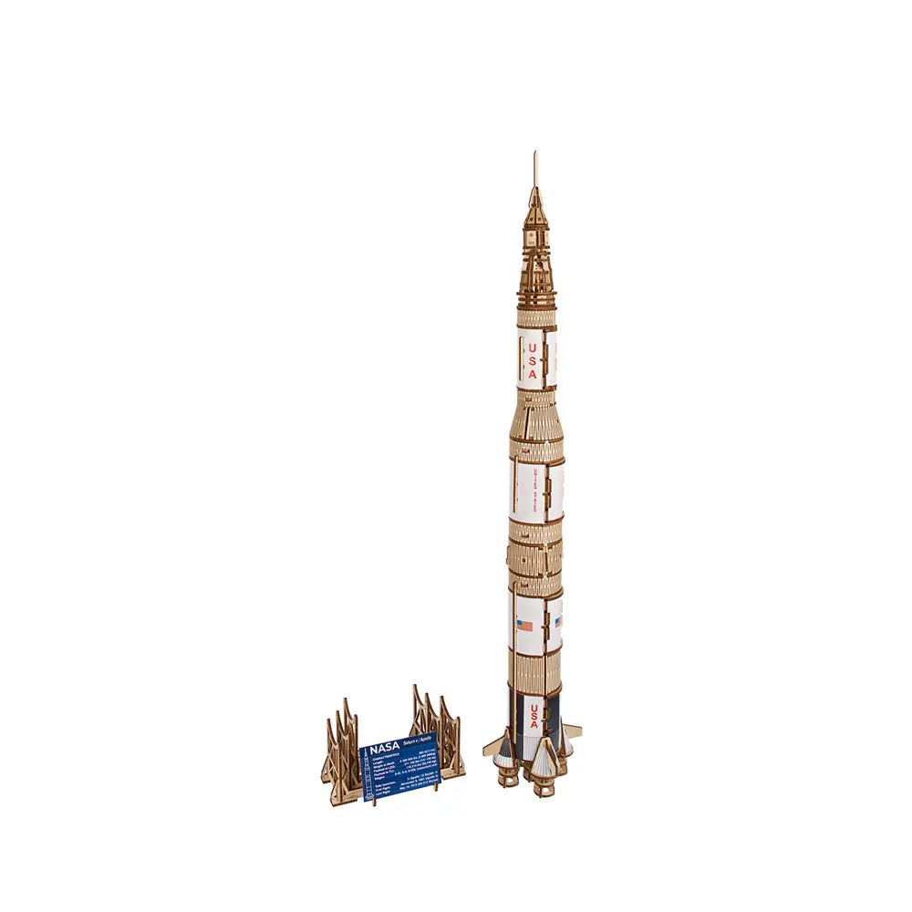 Ugears Nasa Saturn V Rocket Wooden Mechanical 3D Model Kit 1