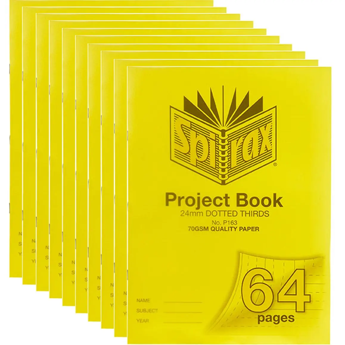 Spirax P163 Project Book 24Mm Dotted Thirds 70Gsm 64 Page 330X240mm 10 Pack 1