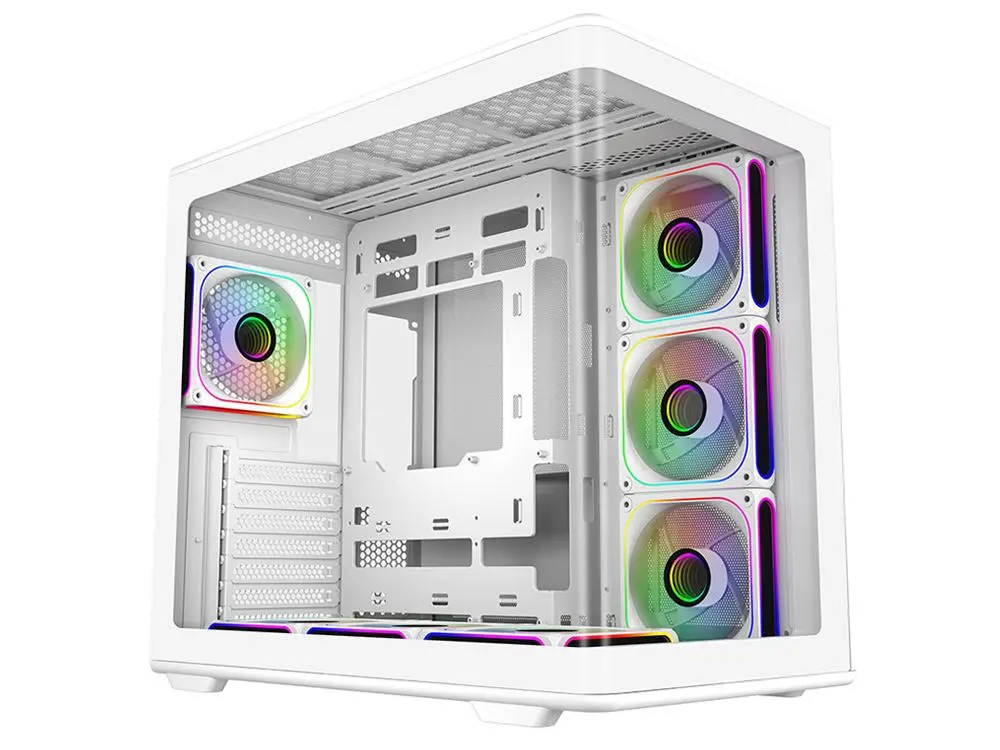 Cooler Master 600 Curved Tempered Glass Dual-Chamber Atx Case - White 1