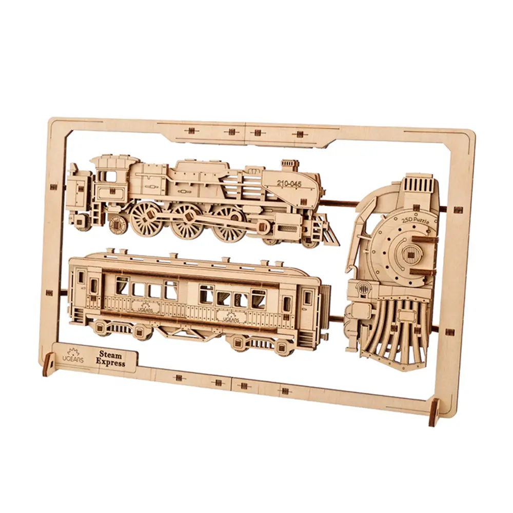 Ugears Steam Express 2.5D Puzzle Wooden Mechanical Model Kit 1