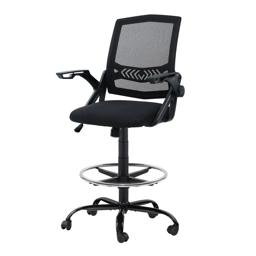 Artiss Office Chair Drafting Stool Mesh Chairs (Black) 1