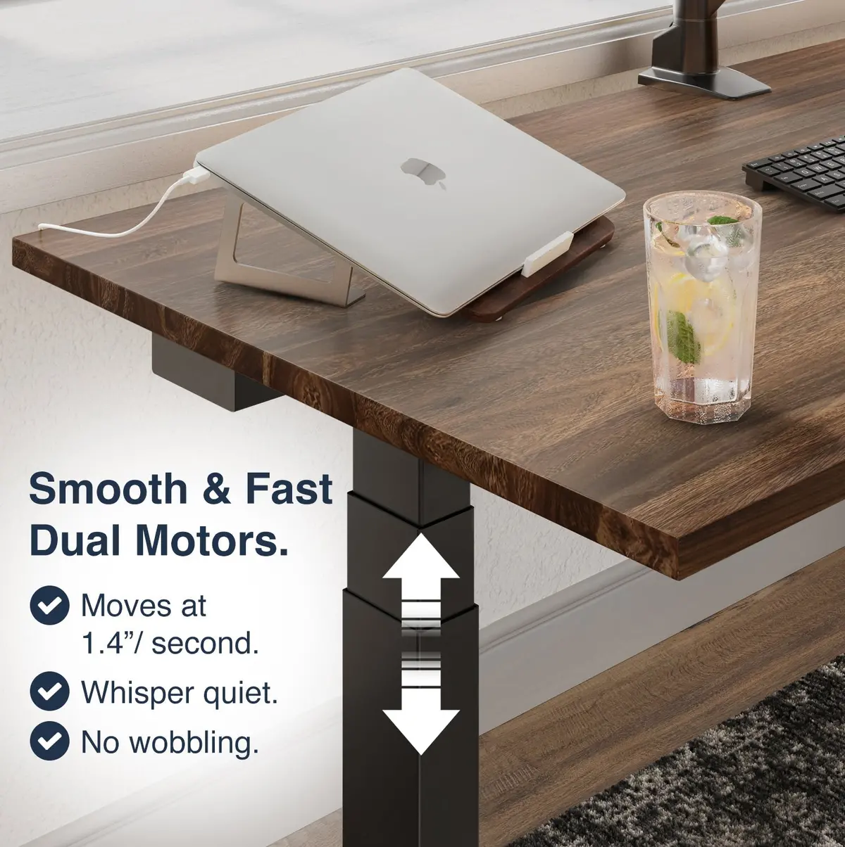 Desky Dual Hardwood Sit Stand Desk 200Cm White Oak Desktop And Matte Black Frame 2