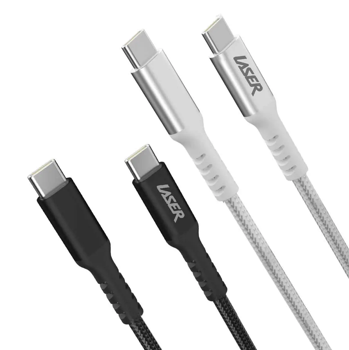 Laser 2M (2-Pack) Usb-C To Usb-C Cable 60W (Black/Silver) 1