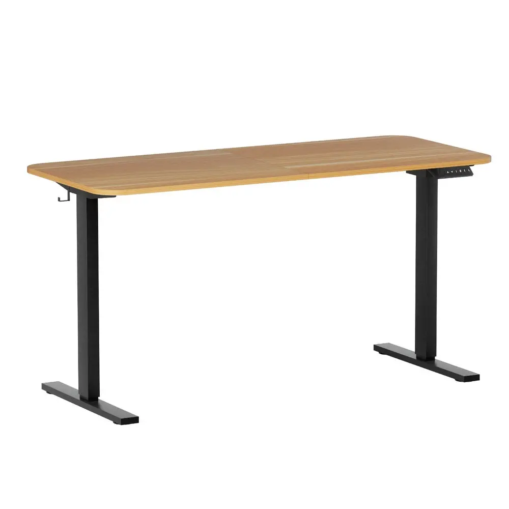 Artiss Electric Standing Desk 140Cm Adjustable Height Motorised Home Office Desk Oak Black 1