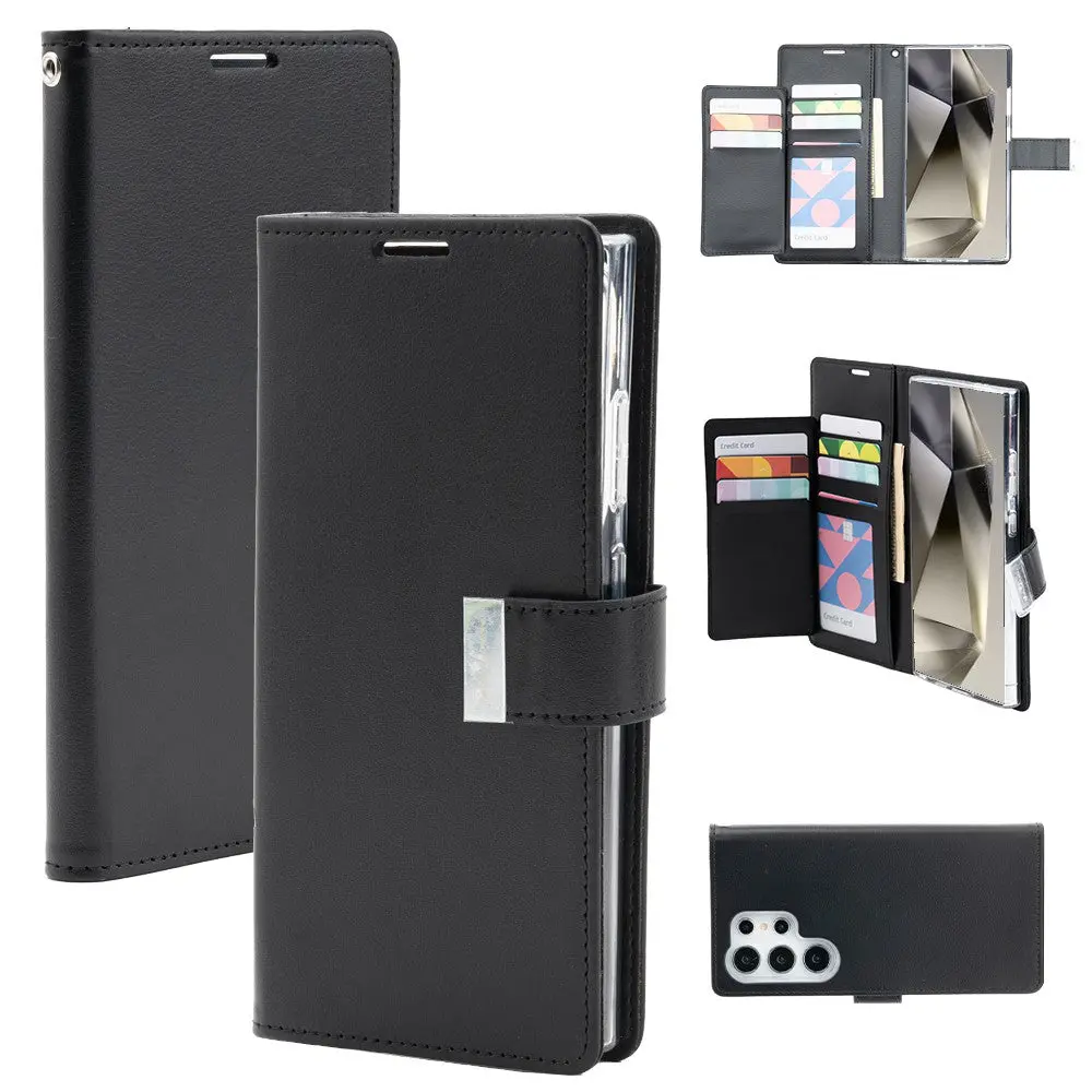 Goospery Rich Diary For Samsung Galaxy S25 Ultra - Black, Magsafe 1