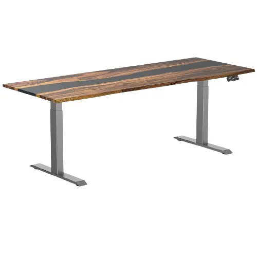 Desky Dual Resin Hardwood Sit Stand Desk 200Cm Pheasantwood Blue River Desktop And Space Grey Frame 1
