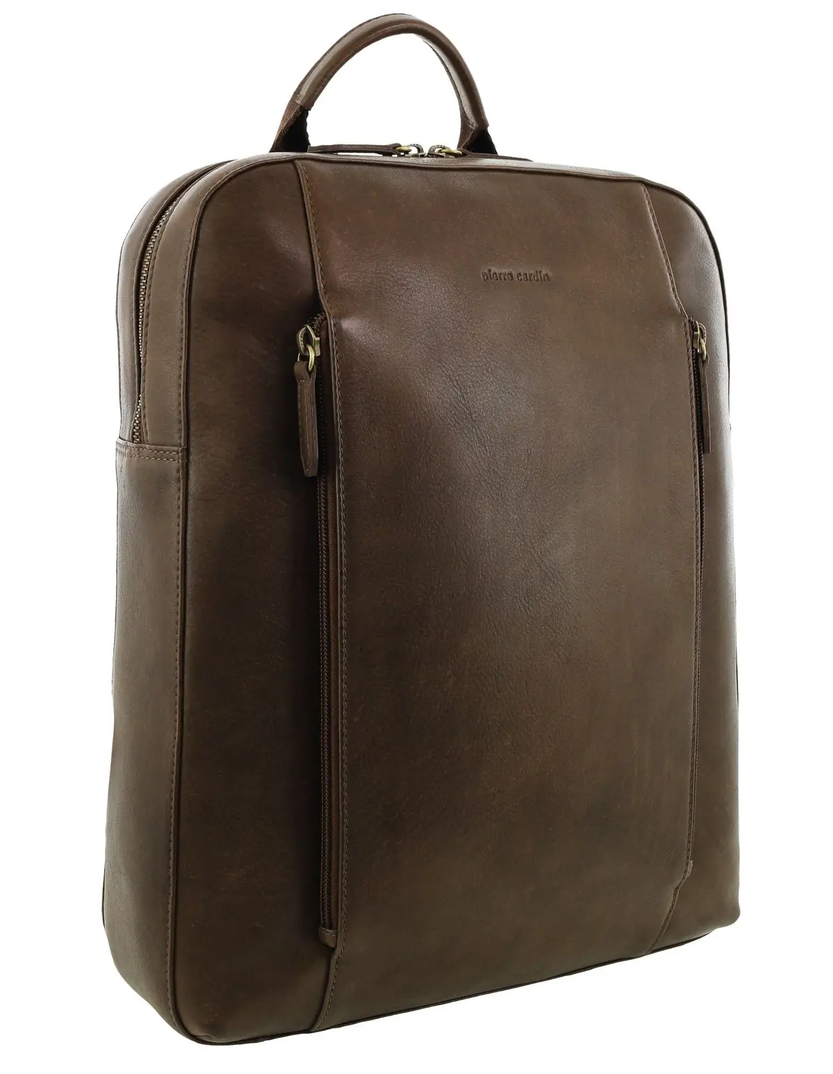 Pierre Cardin Men's Leather Functional Business/Laptop Backpack Bag 40Cm Oak 1