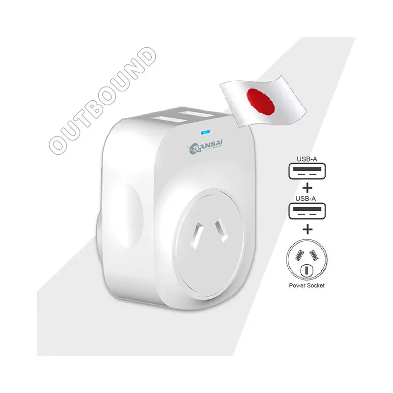 Sansai Travel Adaptor With 2 X Usb Ports - Au/Japan Region 2