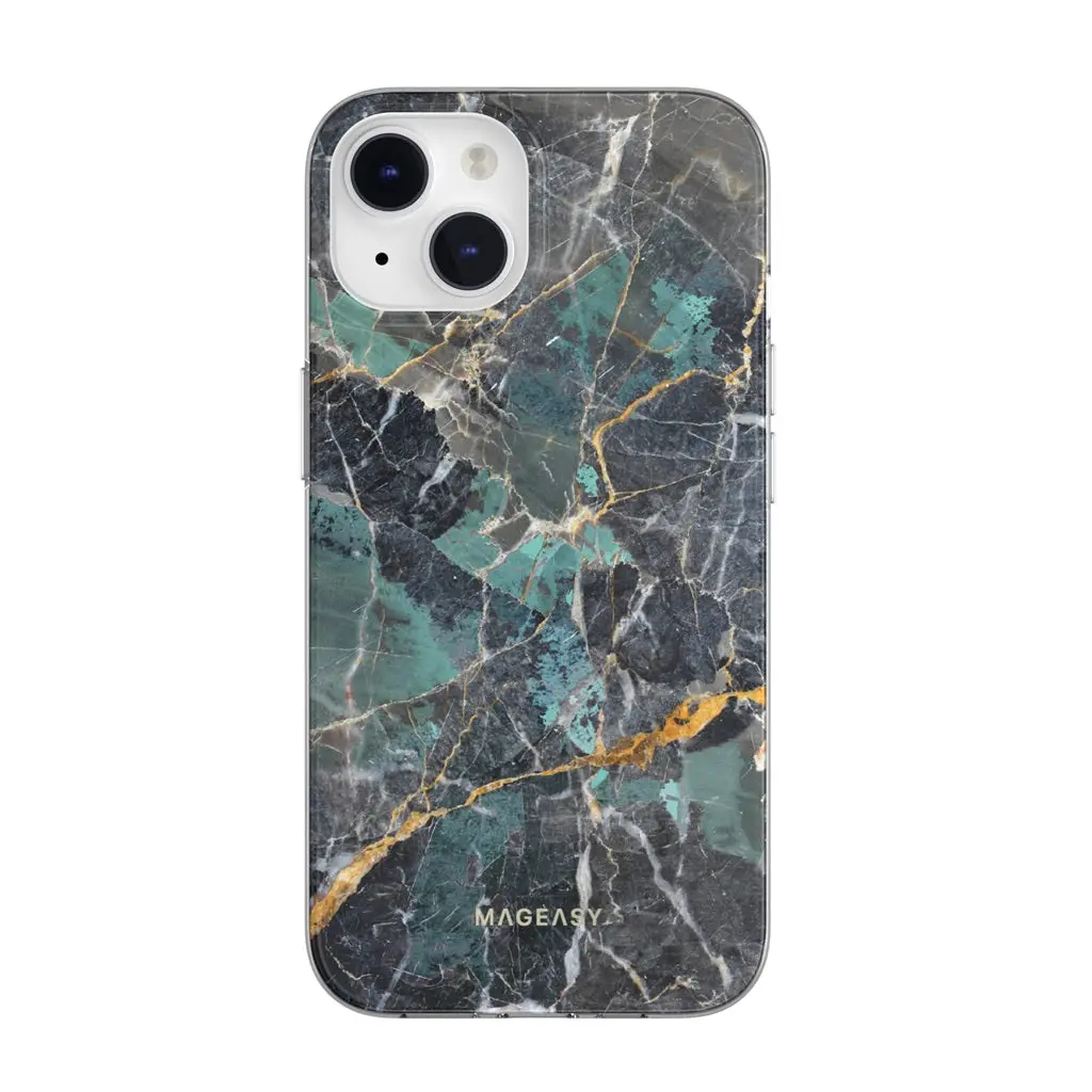 Mageasy Marble Case Iphone 14 - Emerald Blue 1