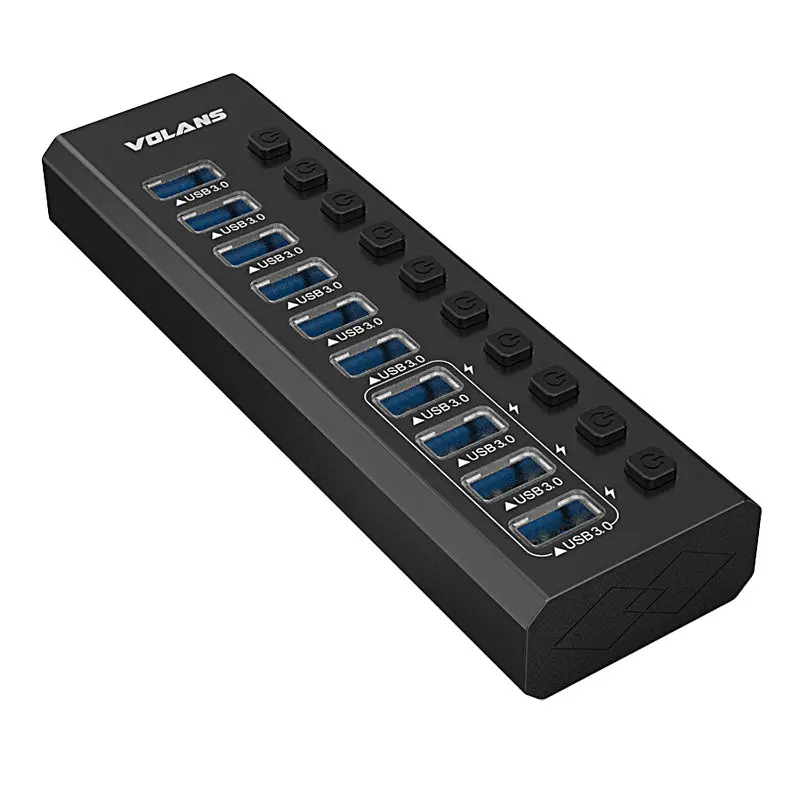 Volans 10 Port Aluminum Usb 3.0 Hub With 4 X Fast Charging Port (Vl-Hb10s) 1