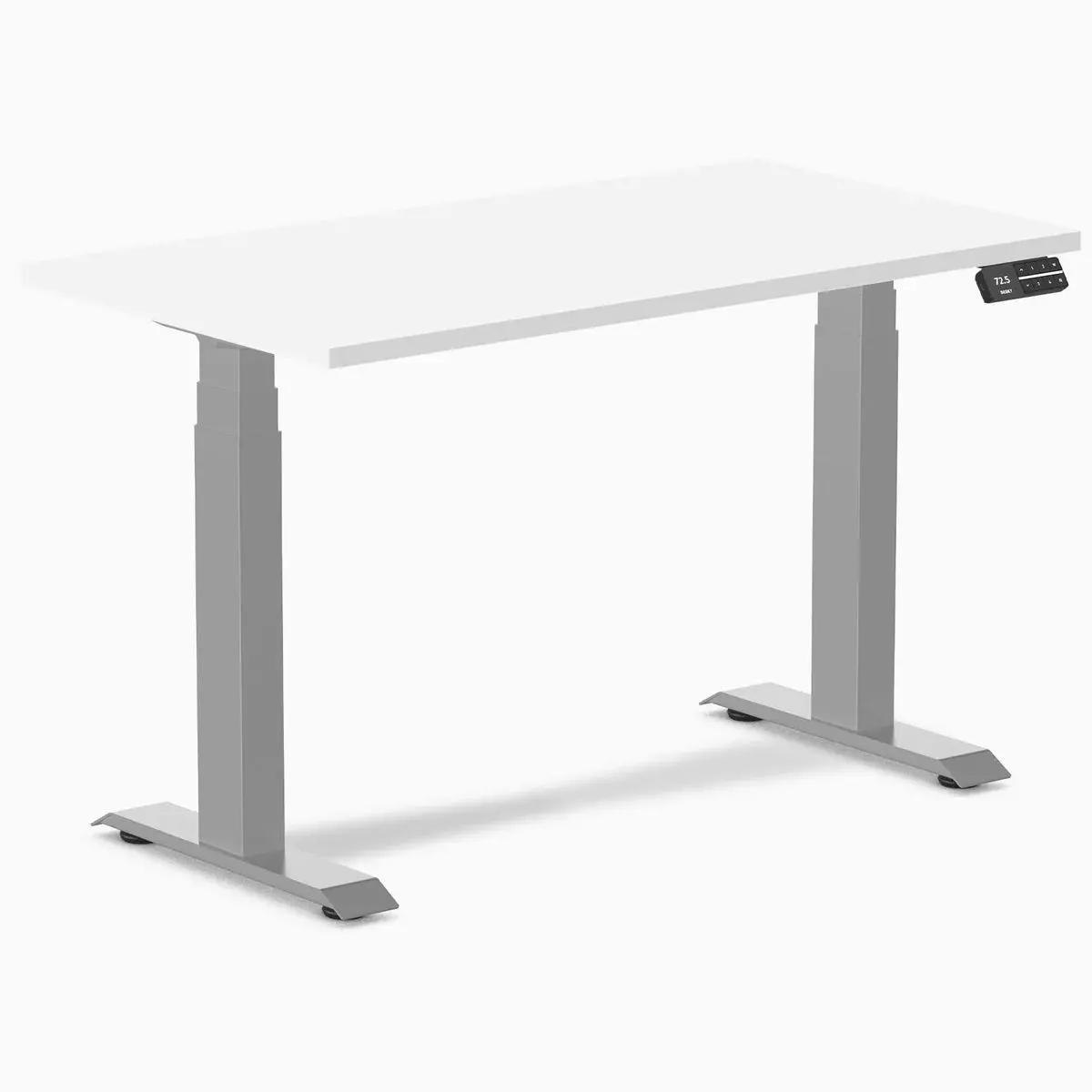 Desky Dual Mini Sit Stand Desk 1100X600 White Desktop And Grey Frame 1