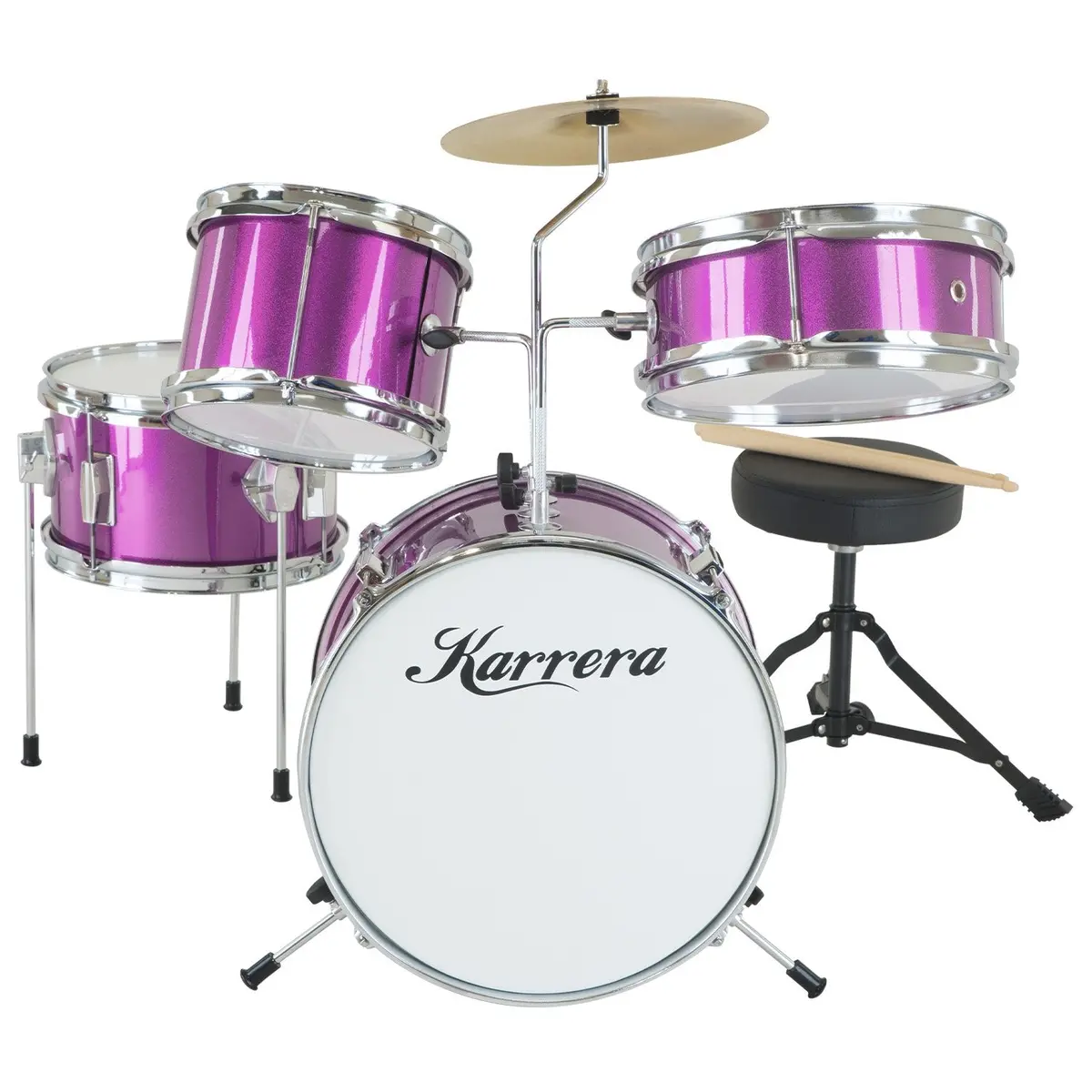 Karrera Childrens 4-Piece Drum Kit (Purple) 1