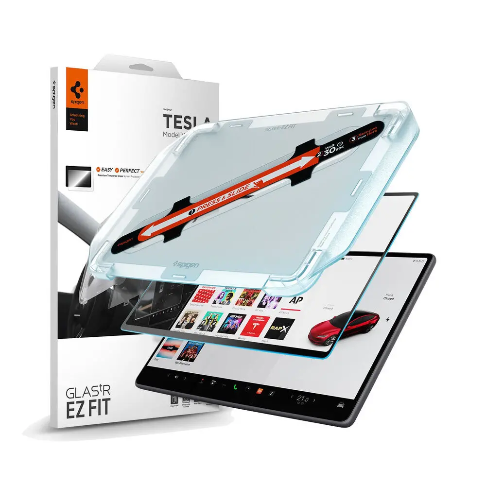 Spigen Tesla Model Y Juniper 2025 Glas.Tr Ez Fit Anti-Glare Glass Screen Protector 15.4" (Clear) 1