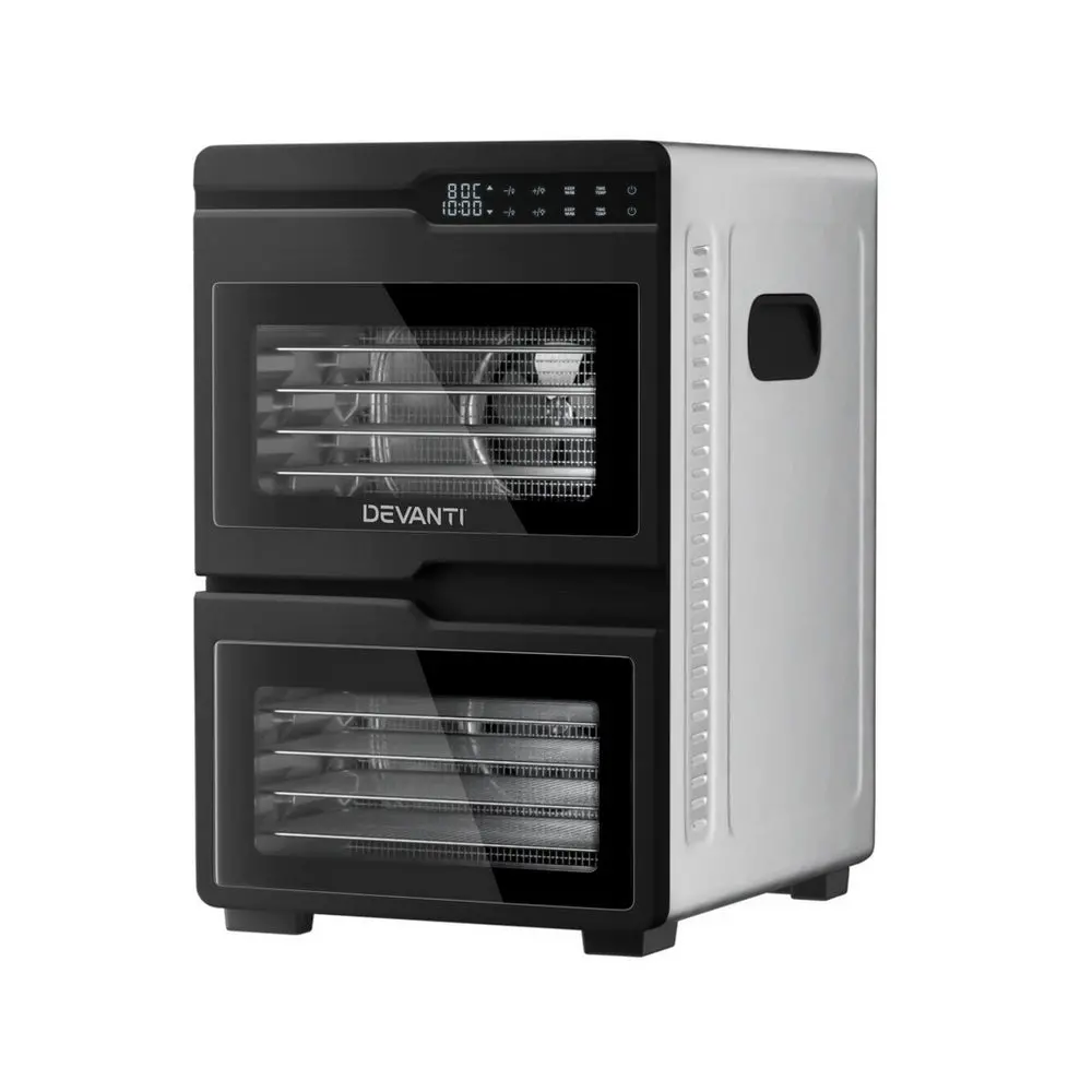 Devanti 12 Trays Food Dehydrator Dual-Zone Stainless Steel Fruit Jerky Dryer 1