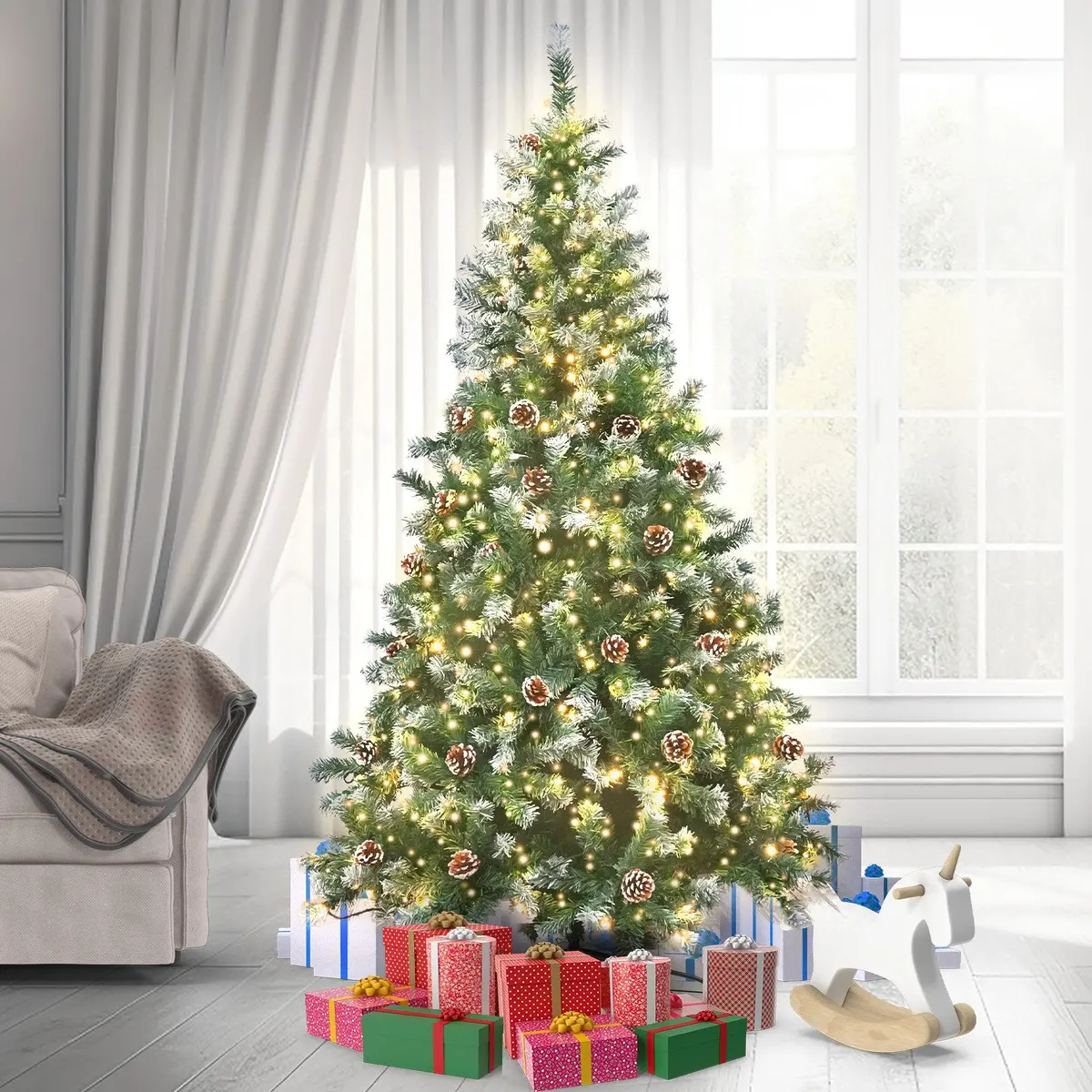 Christabelle 1.5M Pre Lit Led Christmas Tree With Pine Cones 2