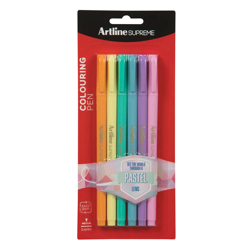 Artline Supreme 0.6Mm Fine Pens [Assorted Pastel Colours] (6-Pack) 1