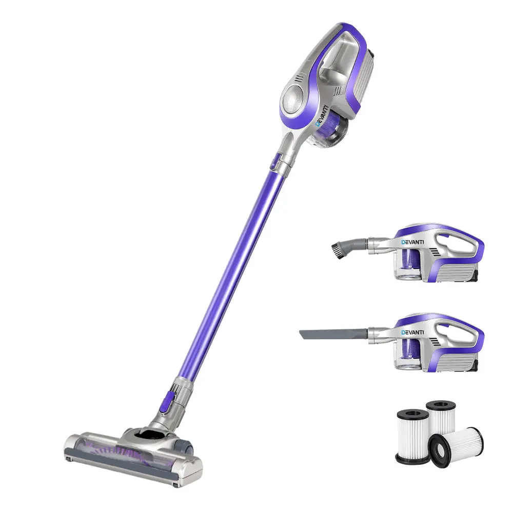 Devanti Stick Vacuum Cleaner Cordless Hepa Filter Purple 150W 1