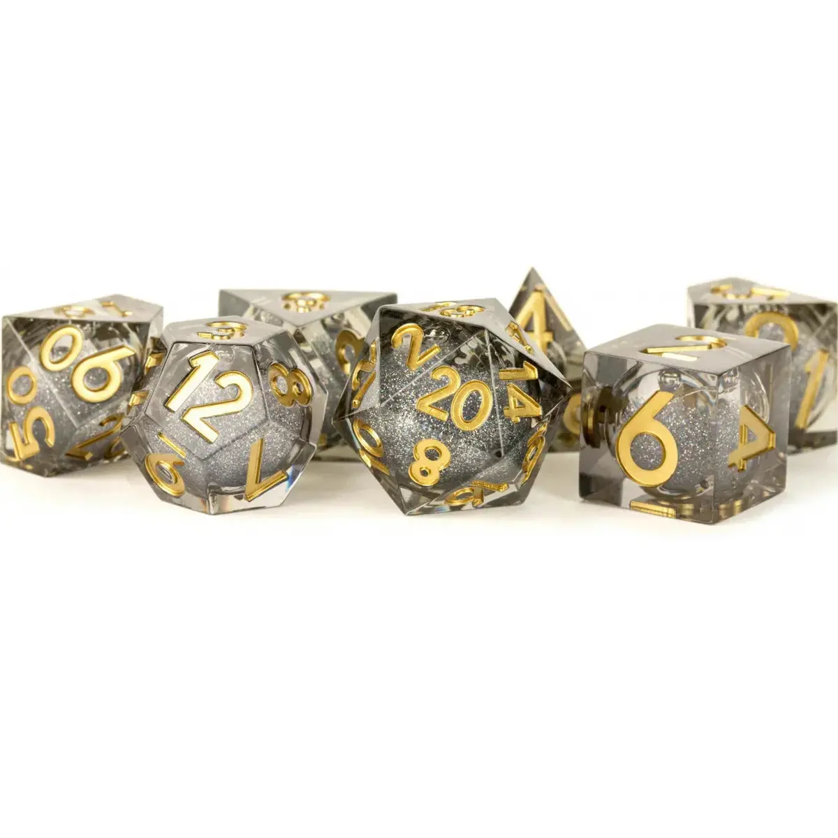 Fanroll By Metallic Dice Games Metallic Dice Games Vanishing Oil Liquid Core Swirl Dice 7 Set 1