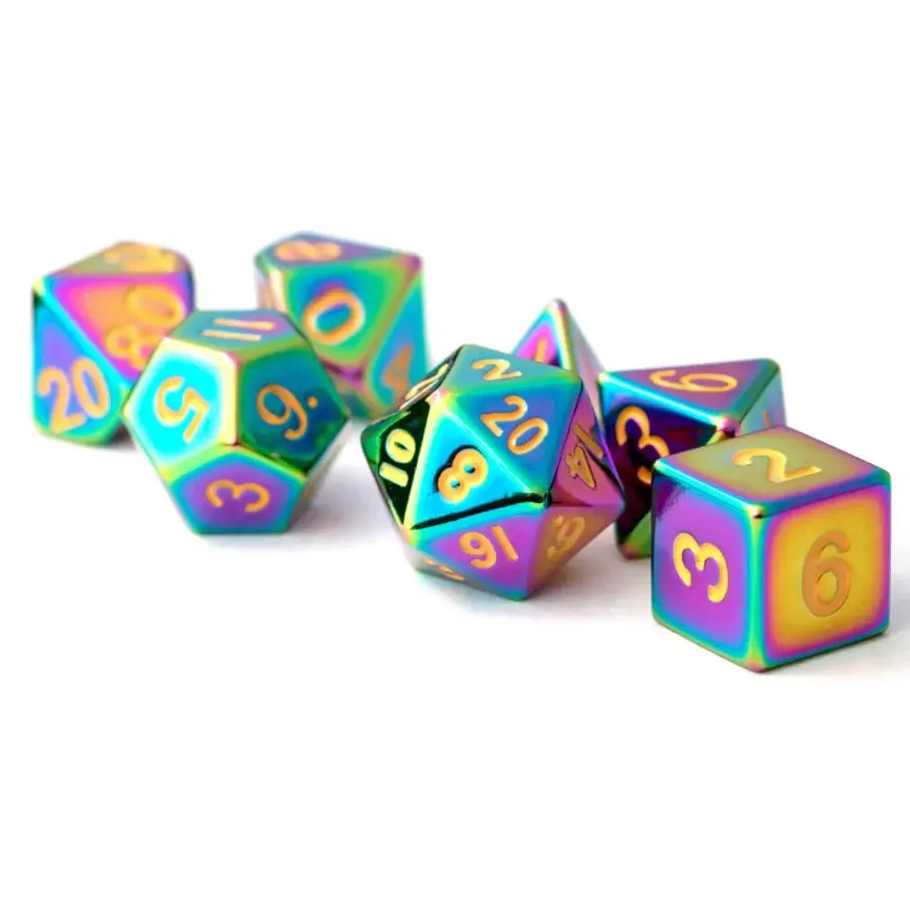 Fanroll By Metallic Dice Games Mdg Metal Polyhedral Dice Set - Torched Rainbow Accessories 1