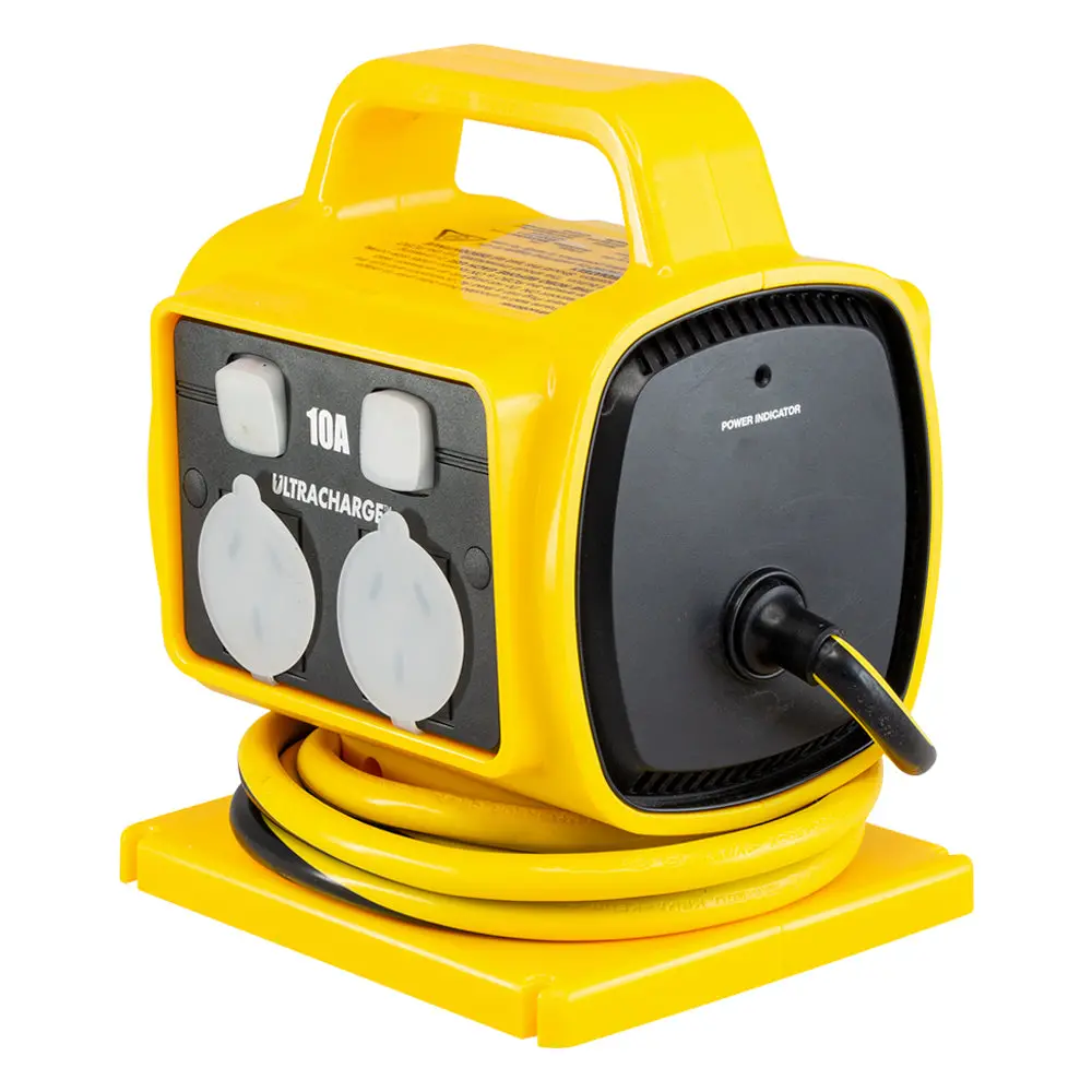 Ultracharge 10A 4-Way Rcd Safety Power Block With Plug Sockets (Yellow) 1