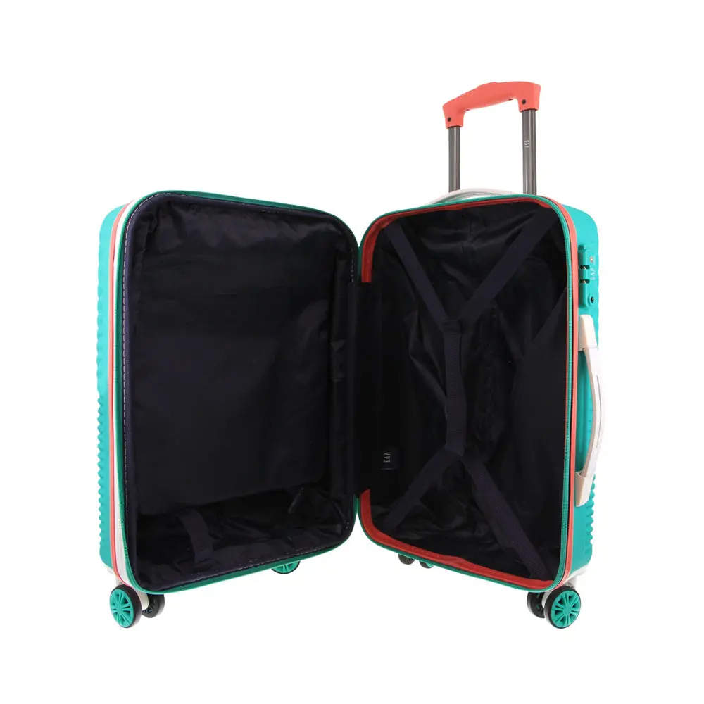 Gap Stripe Hard-Shell Cabin Suitcase Tsa Lock Luggage 56X35cm Turquoise 2