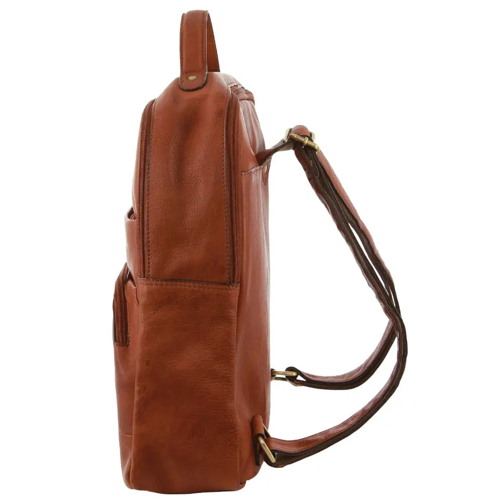 Pierre Cardin Rustic Leather Business Backpack/Computer Bag 30X36cm Cognac 1