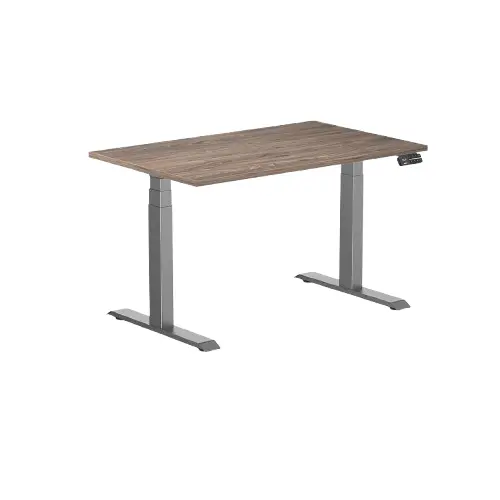 Desky Dual Melamine Sit Stand Desk 120Cm Natural Walnut Desktop And Space Grey Frame 1