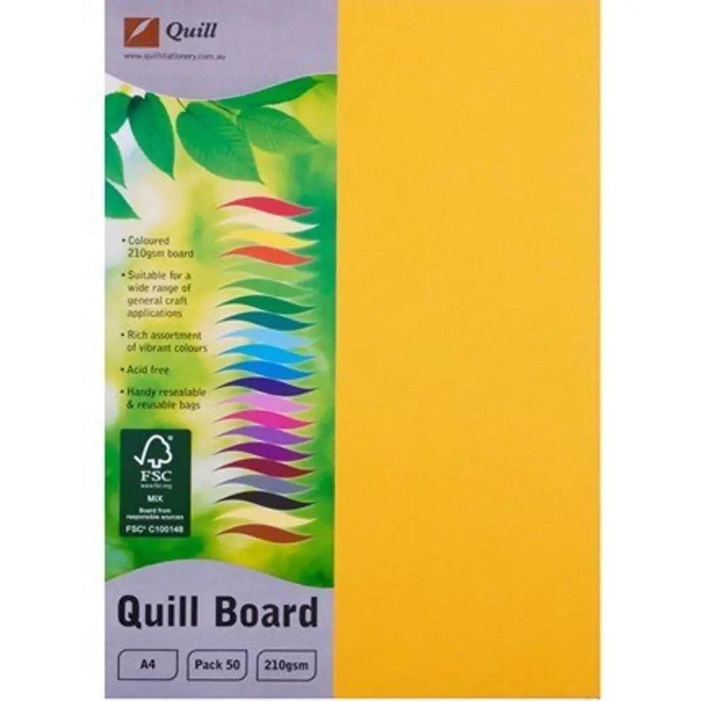 Quill Board Paper 210Gsm A4 Sunshine Yellow Pack 50 1