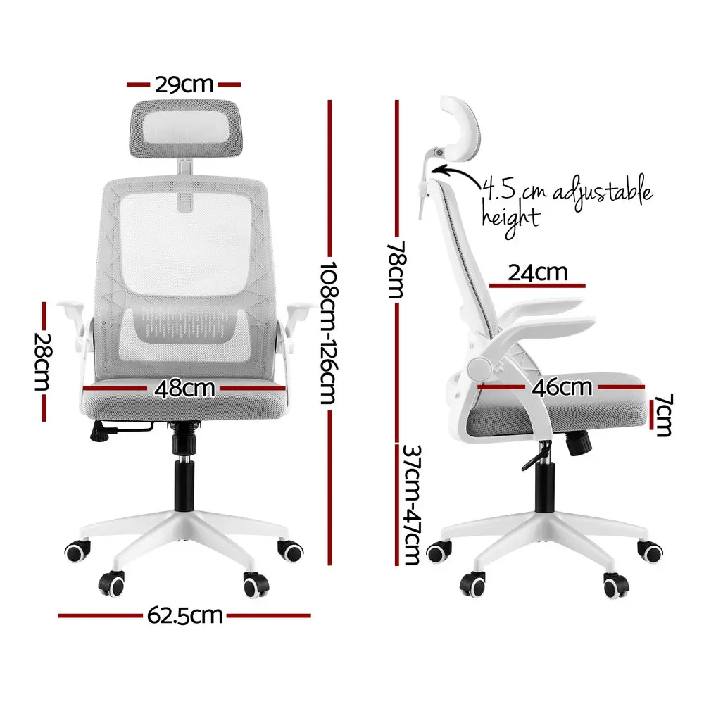 Artiss Ergonomic Office Chair Computer Desk Chairs Headrest Adjustable (Grey) 2