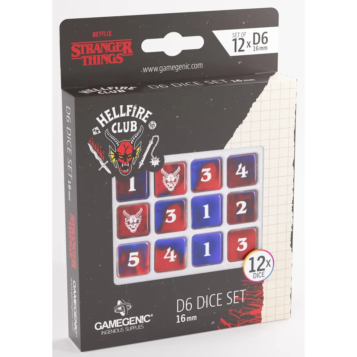 Gamegenic Stranger Things - Hellfire Club D6 Dice Set 12X - 16Mm 1