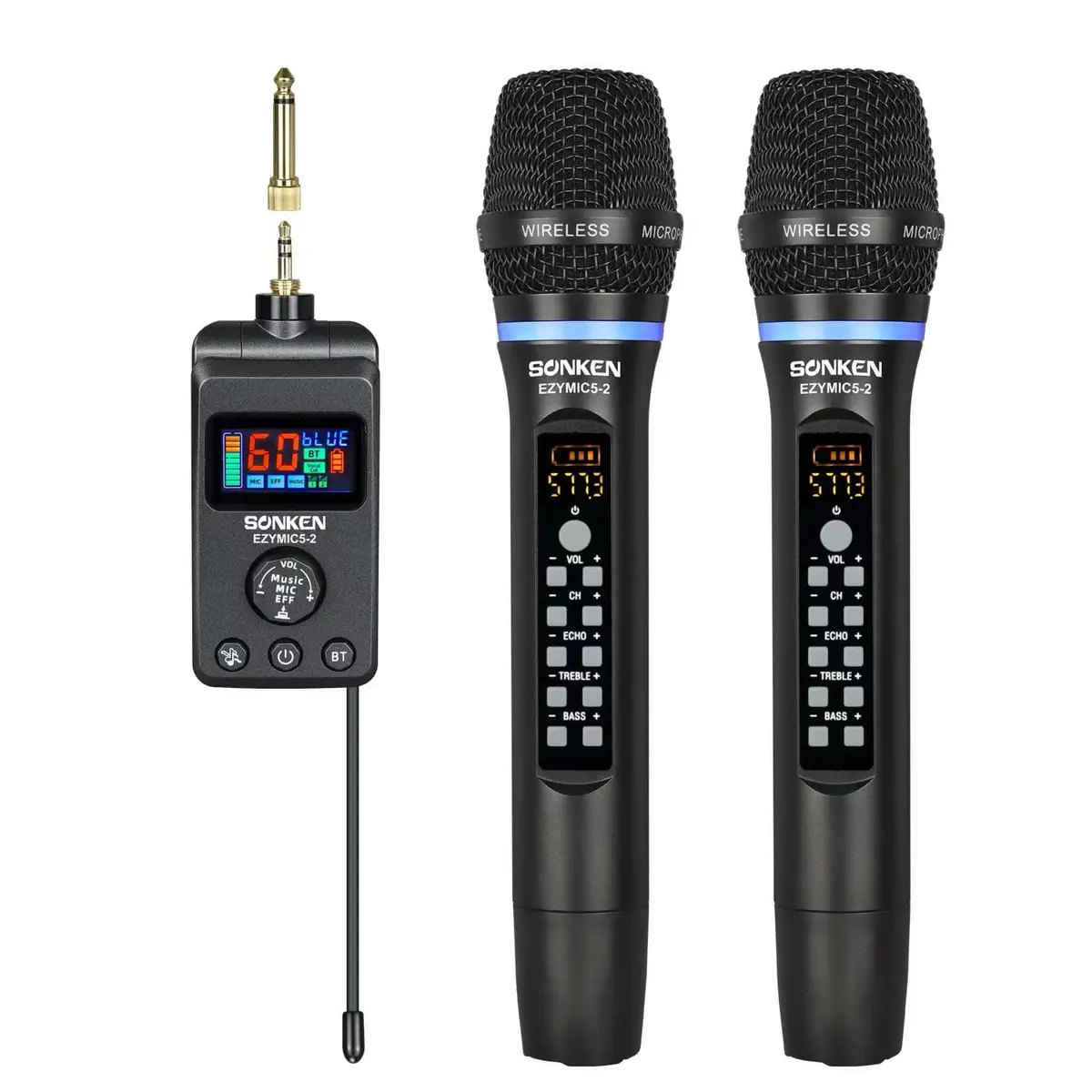 Sonken Ezy Mic 5.2 Universal Uhf Wireless Microphones (With Effects) + Bluetooth 1