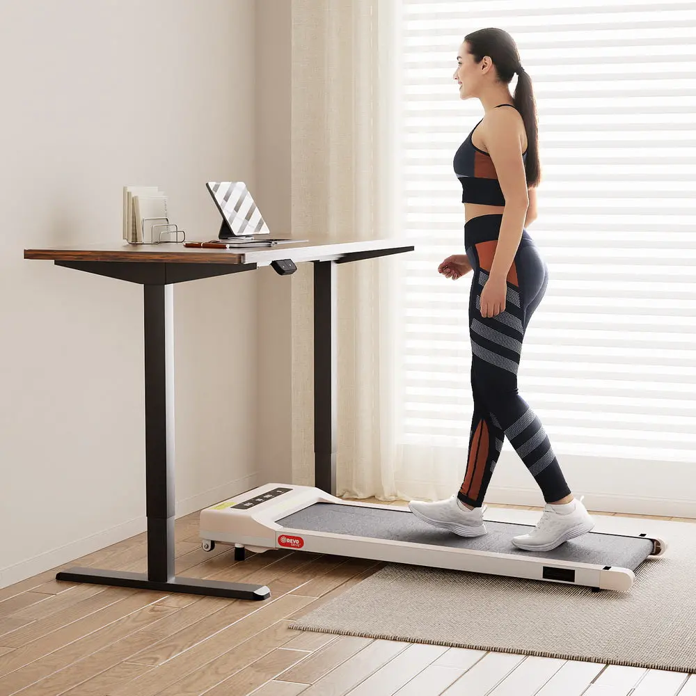 Artiss Electric Walking Pad Treadmill With Height Adjustable 140Cm Standing Desk - Black/Brown 2
