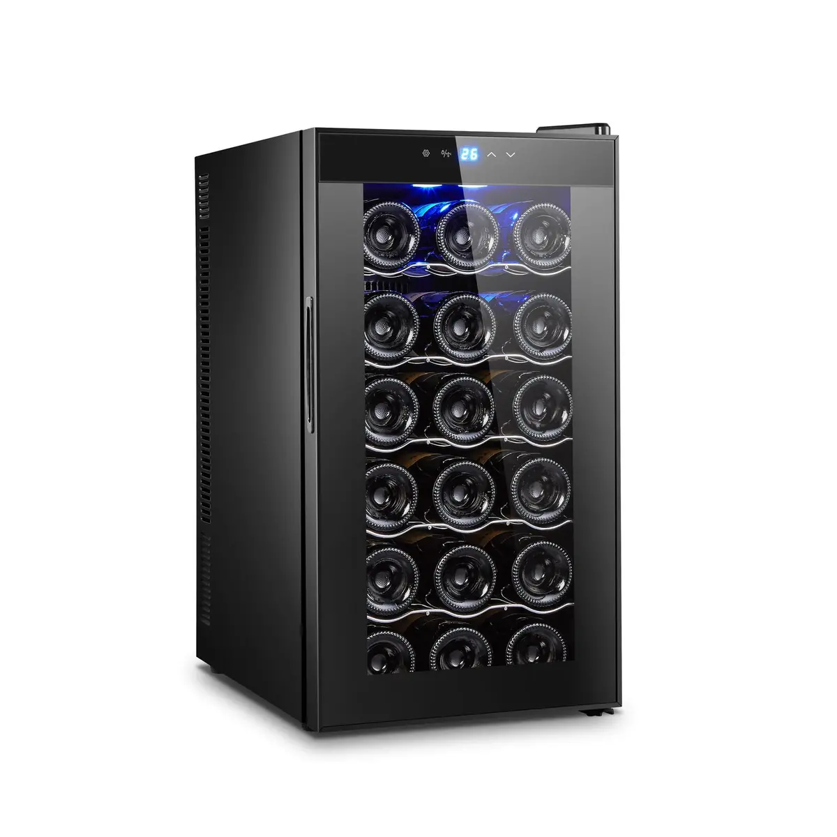 Lenoxx 18 Bottle Thermoelectric Wine Fridge, 130W, Uv Protected Glass Door, Soft Led Illumination 1