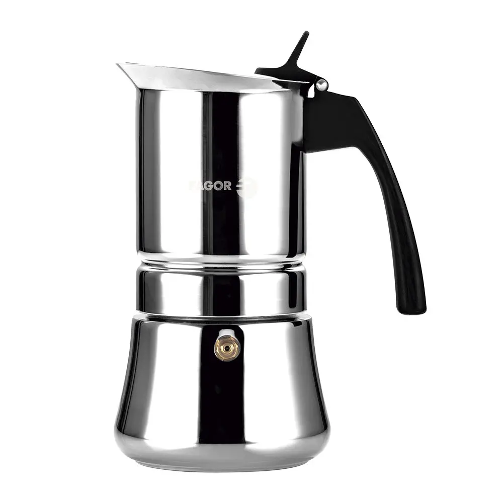 Fagor Etnica Stainless Steel 6 Cups Espresso Coffee Maker Moka Pot Silver 1